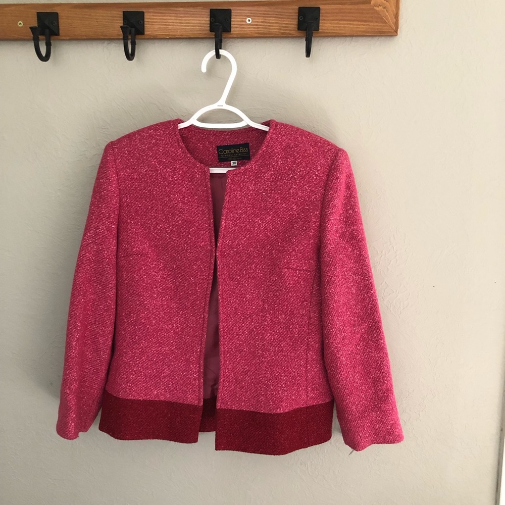 Caroline Bliss pink wool and silk suit jacket size 38
